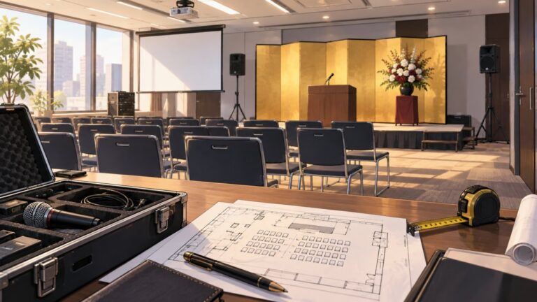 会議室で本格的な表彰式を開催する方法!必要な設備と準備を解説をイメージしたオフィス表彰式のイラスト