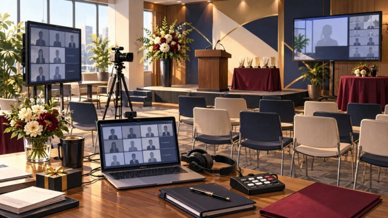100人以下の社内表彰式の作り方!会場・進行・演出を解説をイメージしたオフィス表彰式のイラスト