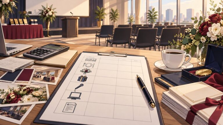 オフィスで表彰式を開催する費用はいくら?予算と内訳を解説をイメージしたオフィス表彰式のイラスト