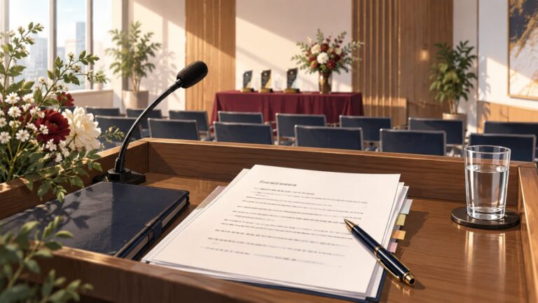 社内表彰式の開会挨拶例文!小規模イベントに合う挨拶の作り方をイメージしたオフィス表彰式のイラスト