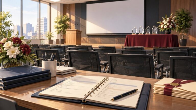 全社会議で表彰式を開催するには?30分でできるプログラム例をイメージしたオフィス表彰式のイラスト